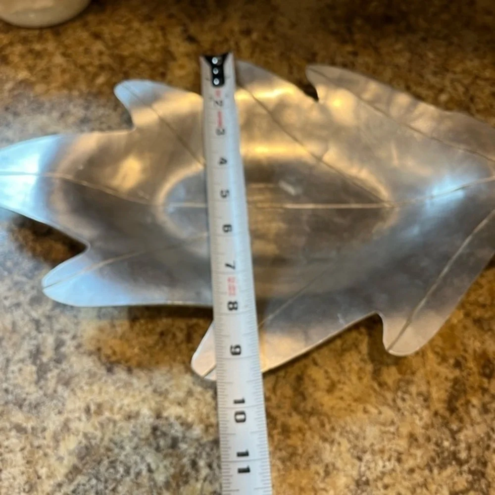 Vintage Palmer Smith Silver Aluminum Leaf Tray Acorn Handle